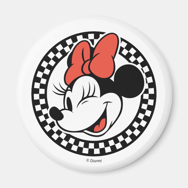 Classic Retro Minnie Mouse Chequered Magnet (Front)