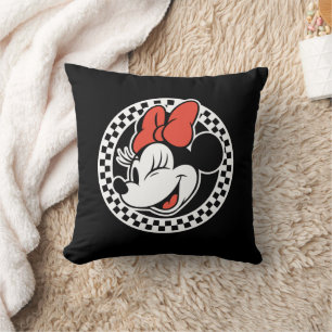 Classic Retro Minnie Mouse Chequered Throw Pillow