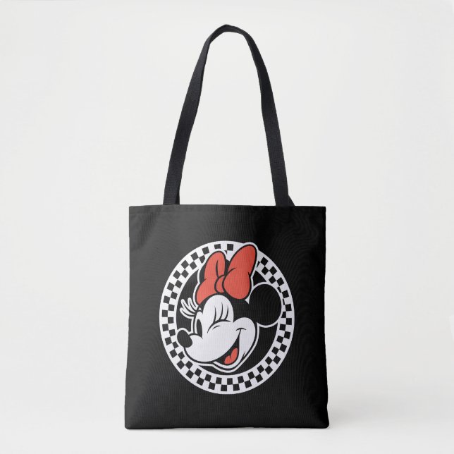 Classic Retro Minnie Mouse Chequered Tote Bag (Front)