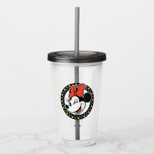 Classic Retro Minnie Mouse Coloured Chequered Acrylic Tumbler