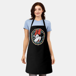 Classic Retro Minnie Mouse Coloured Chequered Apron