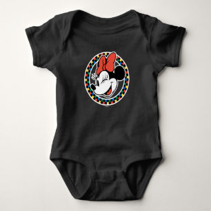 Classic Retro Minnie Mouse Coloured Chequered Baby Bodysuit