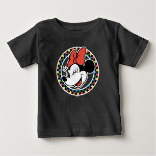 Classic Retro Minnie Mouse Coloured Chequered Baby T-Shirt