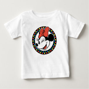 Classic Retro Minnie Mouse Coloured Chequered Baby T-Shirt