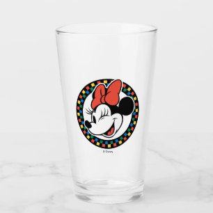 Classic Retro Minnie Mouse Coloured Chequered Glass