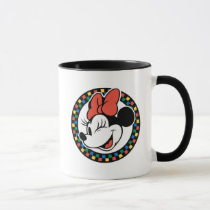 Classic Retro Minnie Mouse Coloured Chequered Mug