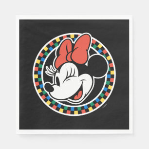 Classic Retro Minnie Mouse Coloured Chequered Napkin