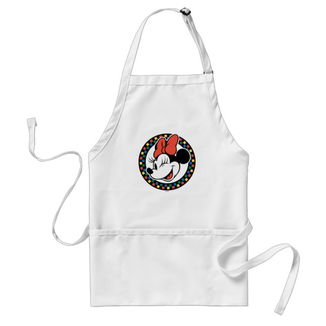 Classic Retro Minnie Mouse Coloured Chequered Standard Apron (Front)