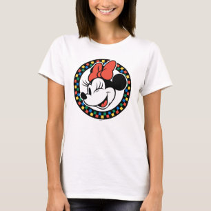 Classic Retro Minnie Mouse Coloured Chequered T-Shirt