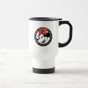 Classic Retro Minnie Mouse Coloured Chequered Travel Mug