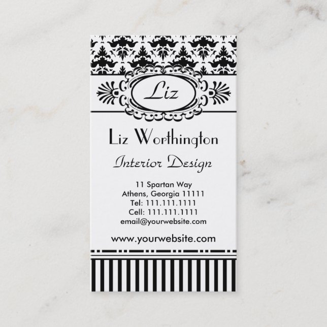 Classic Retro Pink and Black Paris Chic Business Card (Front)