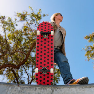 Classic Retro Polka Dots Red and Black Skateboard