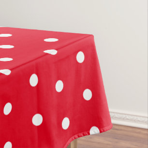 Classic Retro Polka Dots Red and White Tablecloth