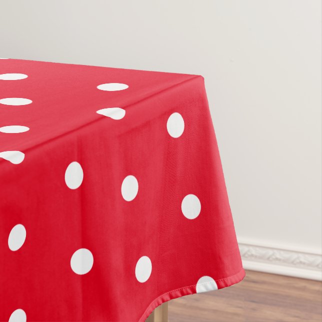 Classic Retro Polka Dots Red and White Tablecloth (In Situ)