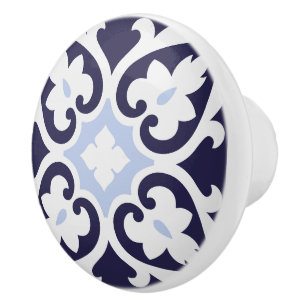 Classic retro Portuguese Mediterranean navy blue   Ceramic Knob