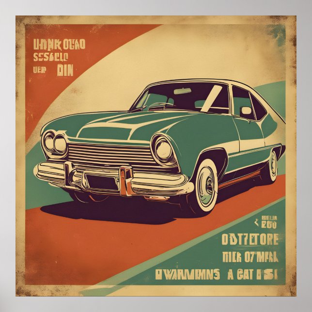 Classic rétro poster de voiture vintage (Devant)