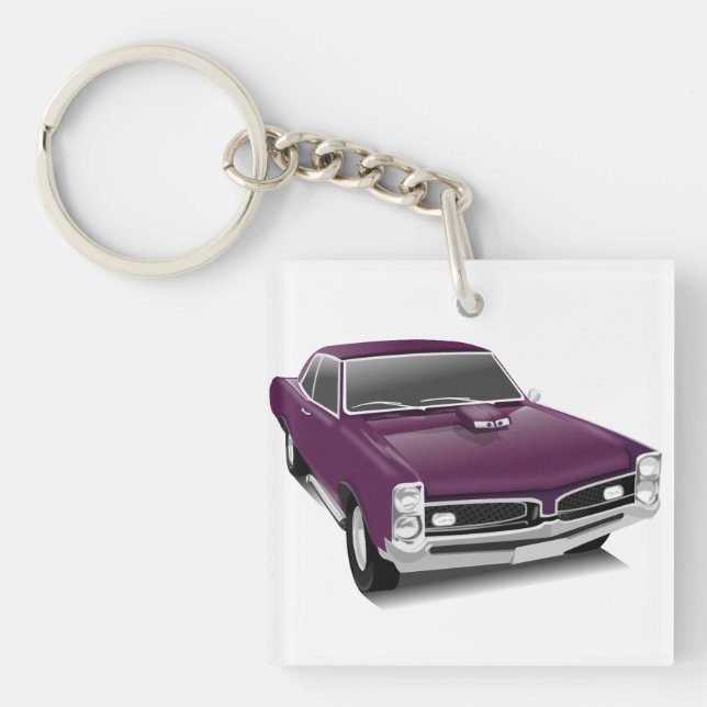 Classic Retro Purple Car Keychain (Front)