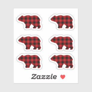 Classic retro red black plaid Bear