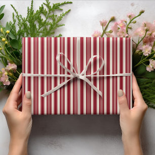 Classic Retro Red Stripes Christmas Pattern Wrapping Paper