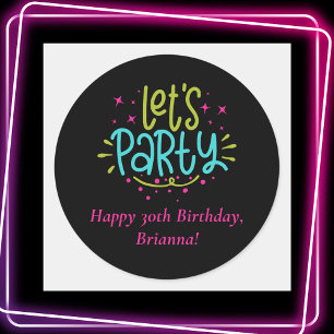 Classic Retro Simple Let's Celebrate Birthday Round Sticker