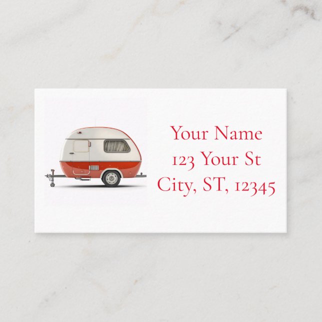 Classic Retro Teardrop Camper Thunder_Cove Business Card (Front)