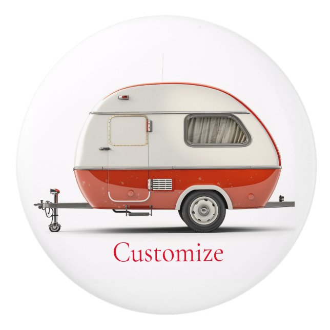 Classic Retro Teardrop Camper Thunder_Cove Ceramic Knob (Front)
