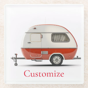 Classic Retro Teardrop Camper Thunder_Cove Glass Coaster