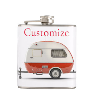 Classic Retro Teardrop Camper Thunder_Cove Hip Flask