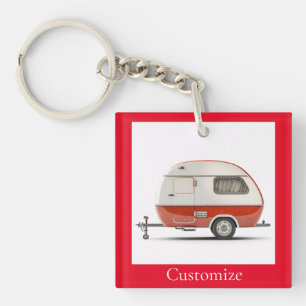 Classic Retro Teardrop Camper Thunder_Cove Keychain