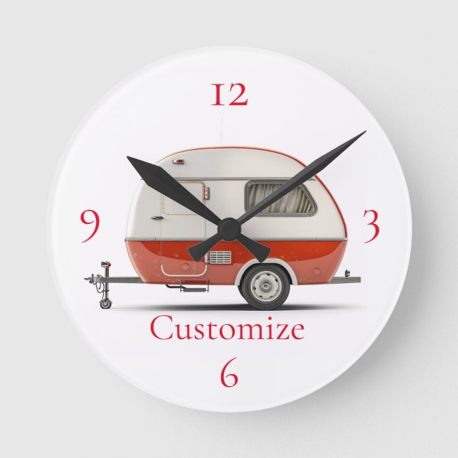 Classic Retro Teardrop Camper Thunder_Cove Round Clock (Front)