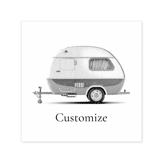 Classic Retro Teardrop Camper Thunder_Cove Self-inking Stamp (Design)