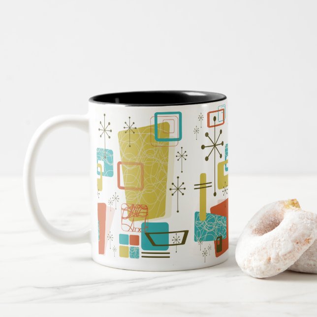 Classic Retro Two-Tone Coffee Mug (With Donut)