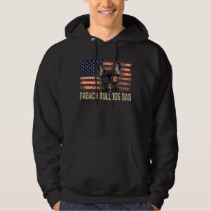 Classic Retro Usa Flag French Bulldog Dad Fathers  Hoodie