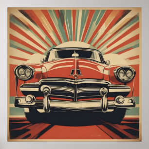 Classic retro vintage car poster