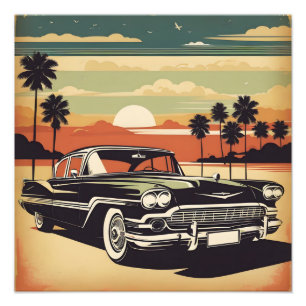 Classic retro vintage car poster