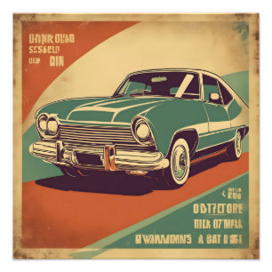 Classic retro vintage car poster