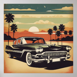Classic retro vintage car poster