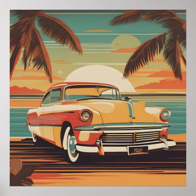 Classic retro vintage car poster (Front)