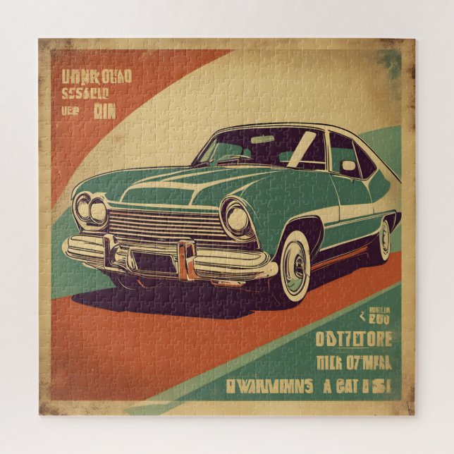 Classic retro vintage car poster jigsaw puzzle (Vertical)