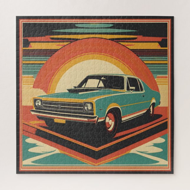 Classic retro vintage car poster jigsaw puzzle (Vertical)