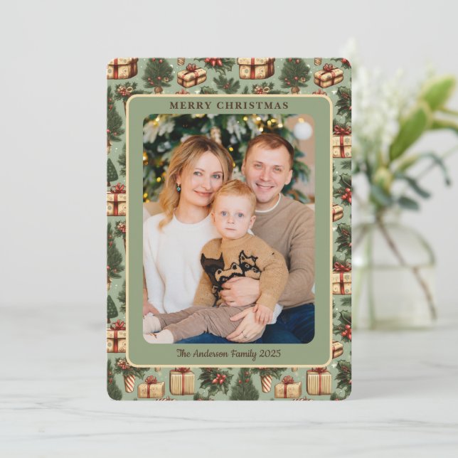 Classic Retro Vintage Photo Christmas Holiday Card (Standing Front)