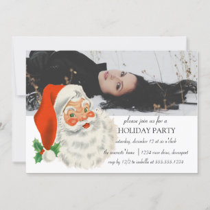 Classic Retro Vintage Santa Christmas Party Invitation