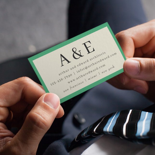 Classic Retro Vintage Stripes Simple Initials Business Card (Creator Uploaded)