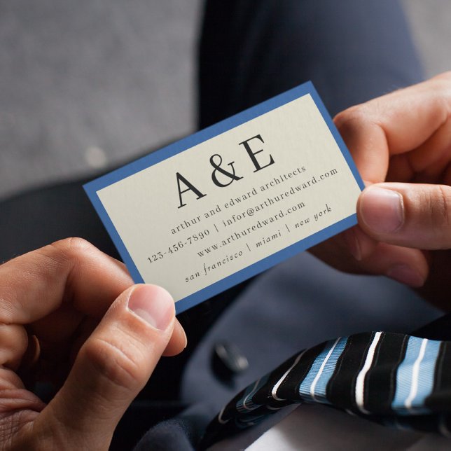 Classic Retro Vintage Stripes Simple Initials Business Card (Creator Uploaded)