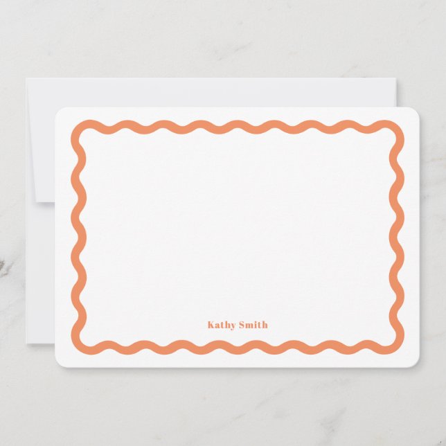 Classic Retro Wavy Apricot Personalized Stationery Card (Front)