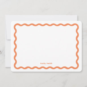 Classic Retro Wavy Apricot Personalized Stationery Card