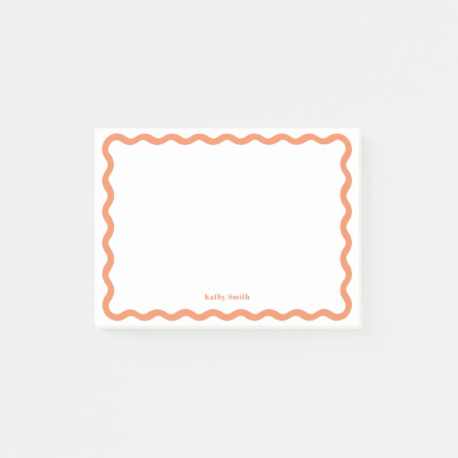 Classic Retro Wavy Apricot Personalized Stationery Post-it Notes (Front)