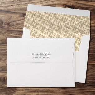 Classic Return Address Greek Key Pattern Gold Envelope