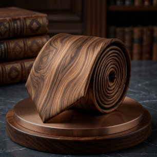 Classic Rich Walnut Wood Grain Texture Pattern Tie