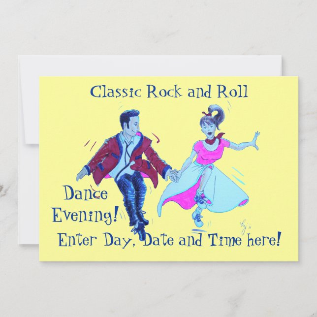 Classic Rock and Roll Dancing Invitation (Front)